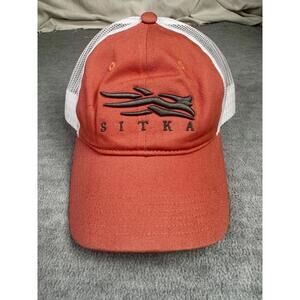 sitka orange white mesh trucker hat embroidered logo hunting outdoors snapback